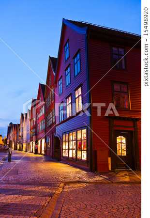 Famous Bryggen street in Bergen - Norway 15498920