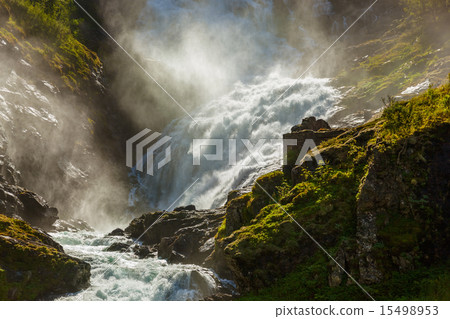 Giant Kjosfossen waterfall in Flam - Norway 15498953