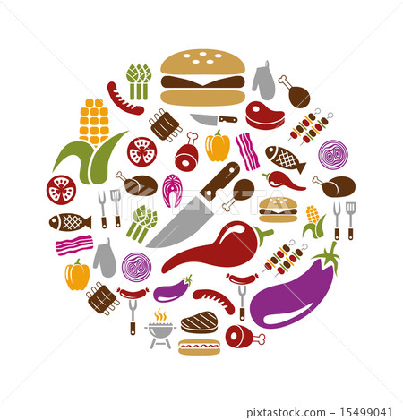 barbecue icons in circle 15499041
