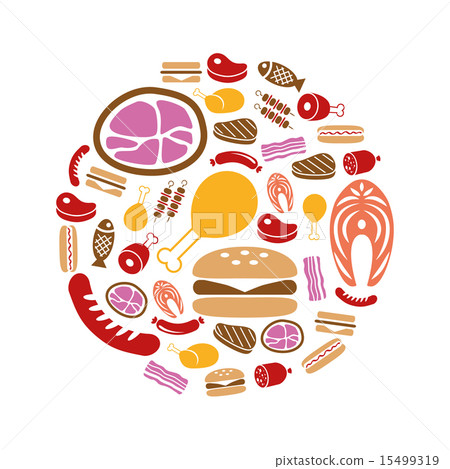 meat icons in circle 15499319
