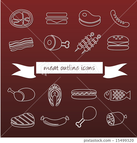 meat outline icons 15499320