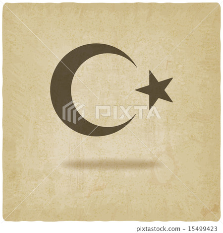 crescent moon and star old background 15499423