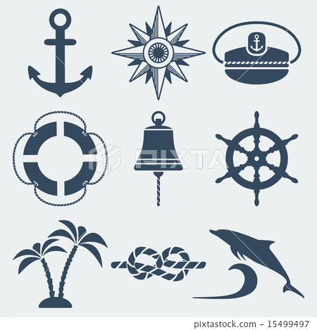 nautical marine icons set 15499497