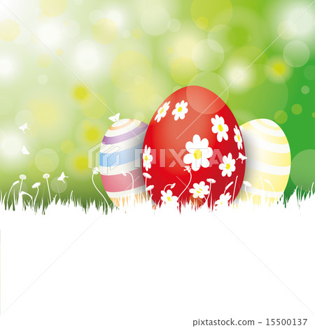 Easter Card 3 Eggs White Grass 15500137