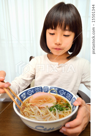 A girl who eats ramen deliciously A girl who eats ramen deliciously 15501344
