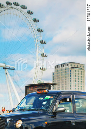 Famous black cab an a street in London 15501767