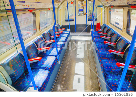 Interior of the underground train car in London 15501856