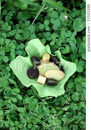 Matcha cookie on washi paper. 15503399