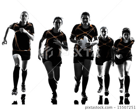 rugby women players team silhouette 15507251