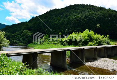 長野定居橋和藍天在四萬十川 長野定居橋和藍天在四萬十川 15508782