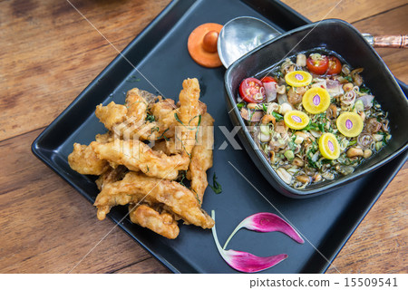 Fried fish with chili mix soup Fried fish with chili mix soup 15509541