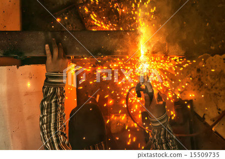 welding steel with spread spark lighting smoke welding steel with spread spark lighting smoke 15509735