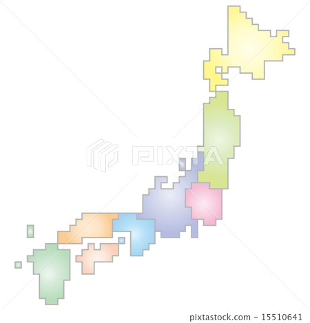 Japan dot map by area division (pastel color) 15510641