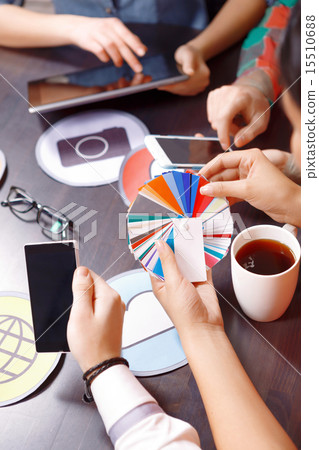 Table full of icons and pallets Table full of icons and pallets 15510688