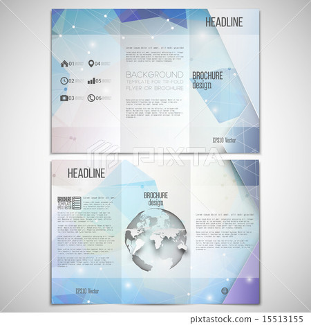 Vector set of tri-fold brochure design template on both sides with world globe element. Abstract Vector set of tri-fold brochure design template on both sides with world globe element. Abstract 15513155