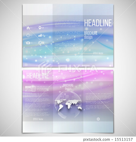 Vector set of tri-fold brochure design template on both sides with world globe element. Abstract Vector set of tri-fold brochure design template on both sides with world globe element. Abstract 15513157