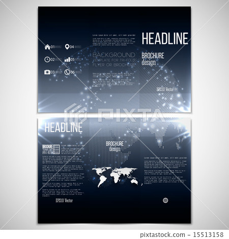 Vector set of tri-fold brochure design template on both sides with world globe element. Abstract Vector set of tri-fold brochure design template on both sides with world globe element. Abstract 15513158