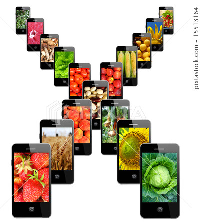Modern mobile phones with different images 15513164