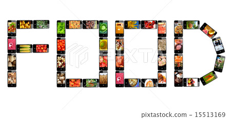 the word Food made from modern mobile phones the word Food made from modern mobile phones 15513169