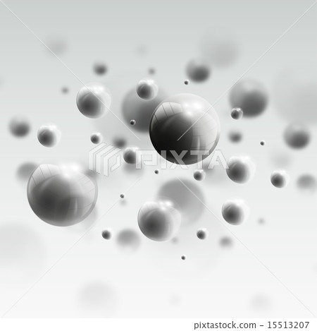 Three dimensional glowing steel spheres, gray background. Abstract molecules design. Scientific Three dimensional glowing steel spheres, gray background. Abstract molecules design. Scientific 15513207