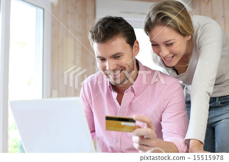 Stock Photo: secured payment, caucasian, couple