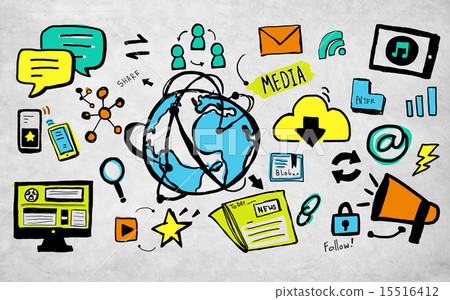 Global Media Technology Network Worldwide Concept 15516412