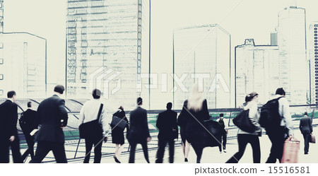 Business People Rush Hour Walking Commuting City Concept 15516581