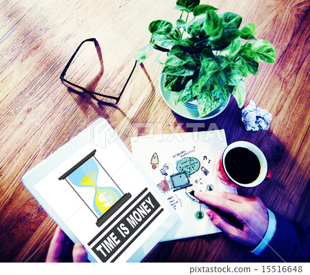 Time Money Sand Glass Businessman Alone Concept Time Money Sand Glass Businessman Alone Concept 15516648