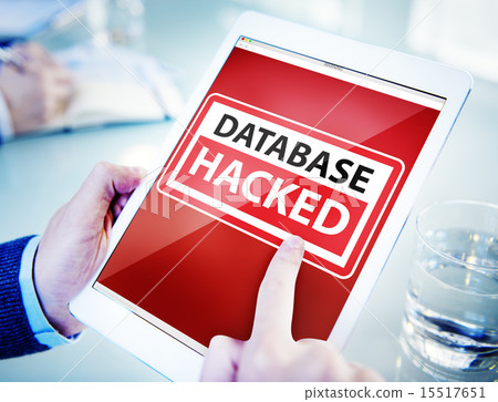 Hands Holding Digital Tablet Database Hacked 15517651