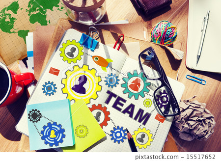 Notepad Collarboration Connection Togetherness Gear Corporate Te 15517652