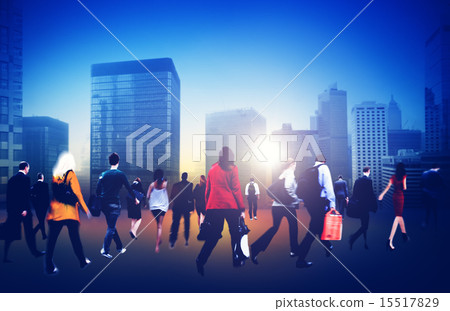 People Commuter Walking Rush Hour Cityscape Concept 15517829
