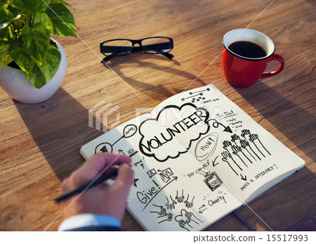 Working Notepad Give Help Donate Volunteer Charity Concept 15517993