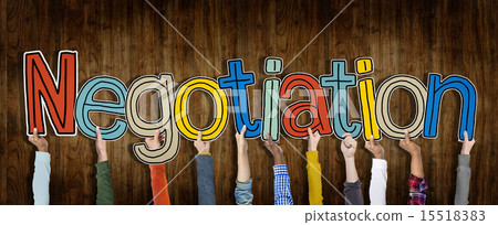 Hands Holding Negotiation Word Concept 15518383