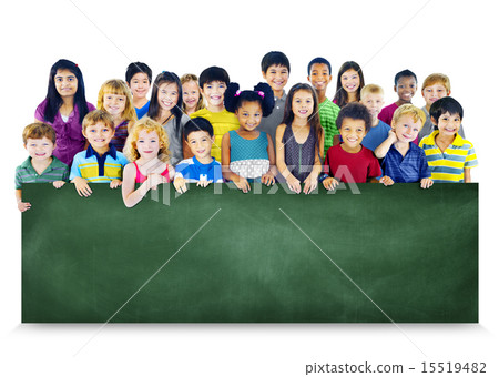 Multi-Ethnic Group of Children Holding Empty Blackboard Multi-Ethnic Group of Children Holding Empty Blackboard 15519482