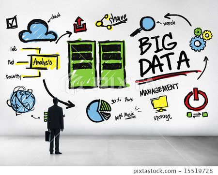 Businessman Big Data Management Looking Up Concept 15519728