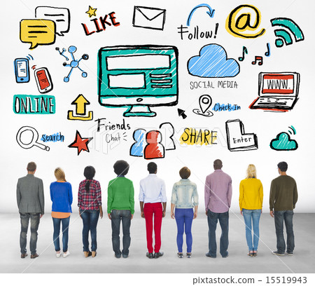 Multiethnic People Rear View Togetherness Social Media Concept Multiethnic People Rear View Togetherness Social Media Concept 15519943