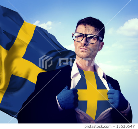 Businessman Superhero Country Sweden Flag Culture Power Concept Businessman Superhero Country Sweden Flag Culture Power Concept 15520547
