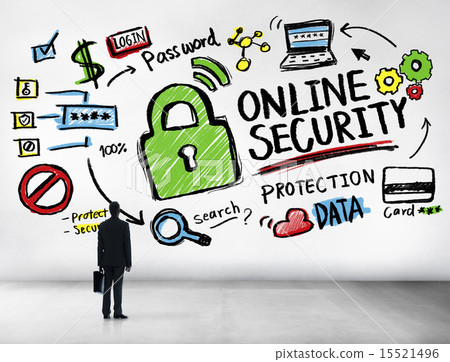 Online Security Protection Internet Safety Businessman Standing Online Security Protection Internet Safety Businessman Standing 15521496