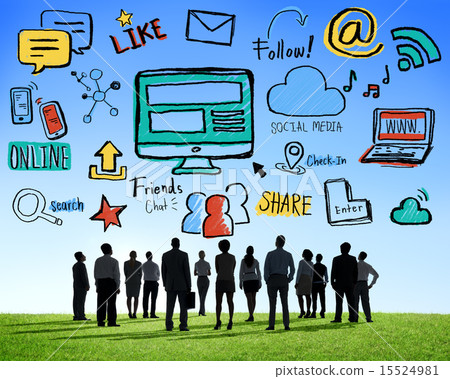Silhouette Group Business People Discussion Social Media Concept 15524981