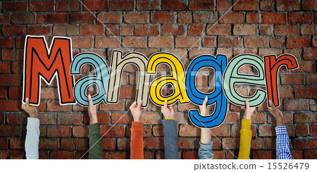 Manager Leader Head Hands Hold Bricks Wall Concept 15526479