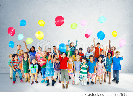 Multiethnic Children Smiling Happiness Friendship Balloon Concep 15526993