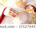 Wedding, handsome bride with Suehiro fan with white finesse 15527449