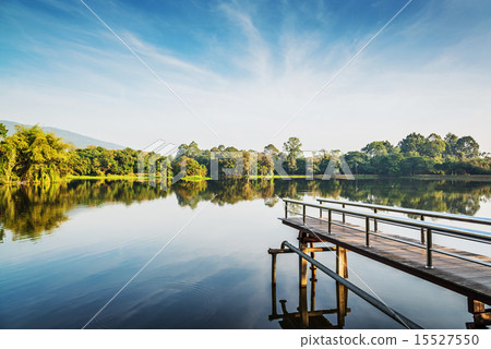 Bridge in the lake in morning Bridge in the lake in morning 15527550