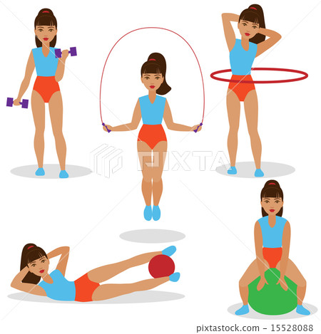 Girl Doing Exercises Set Girl Doing Exercises Set 15528088