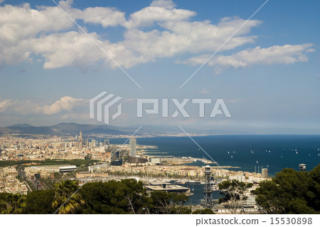 Panorama on Barcelona city from Montjuic castle 15530898