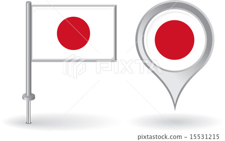 Japanese pin icon and map pointer flag. Vector - Stock Illustration ...