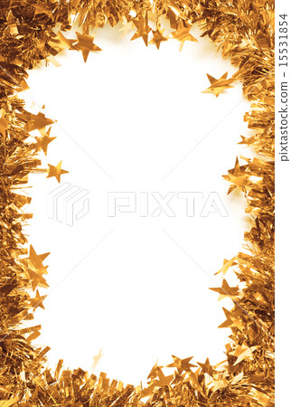 Christmas Gold Tinsel as a border isolated 15531854