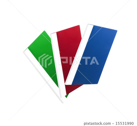 three colorful folders over white background 15531990