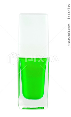 green nail polish bottle on white background green nail polish bottle on white background 15532149