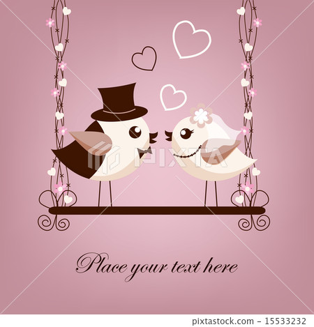 Two birds, bride and groom on the swings Two birds, bride and groom on the swings 15533232